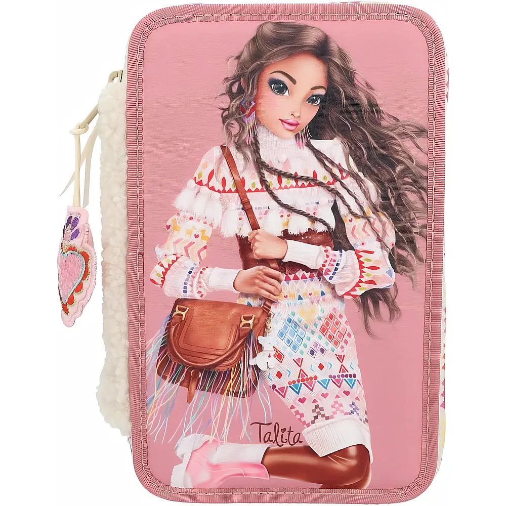 Depesche Top Model Cosy - Gef�llte 3-Fach Federtasche mit Teddy-Kunstfell