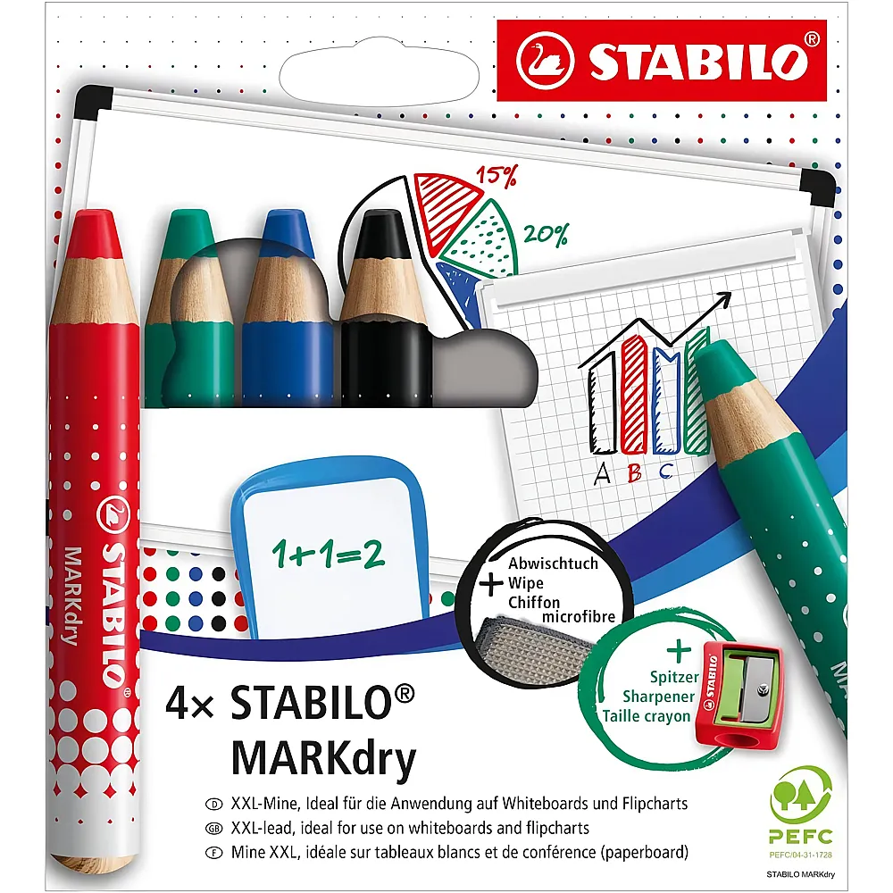 Stabilo MARKdry Whiteboardmarker - 4 Teile