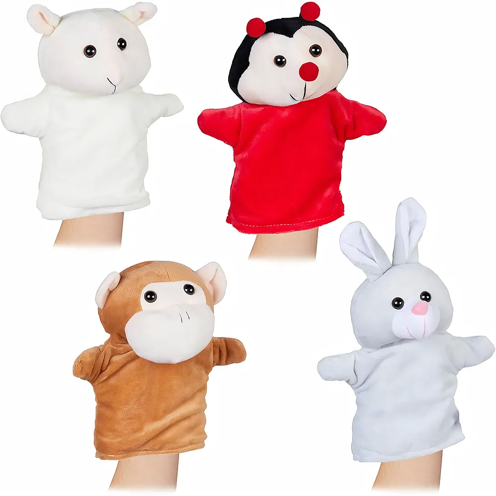 Relaxdays Handpuppen Affe, Hase, Marienk�fer, Schaf - 4 Teile