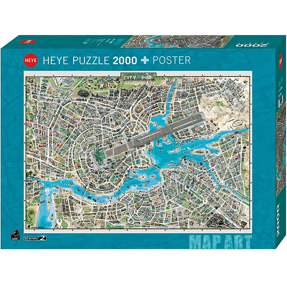 HEYE Puzzle Map Art City of Pop 2000Teile