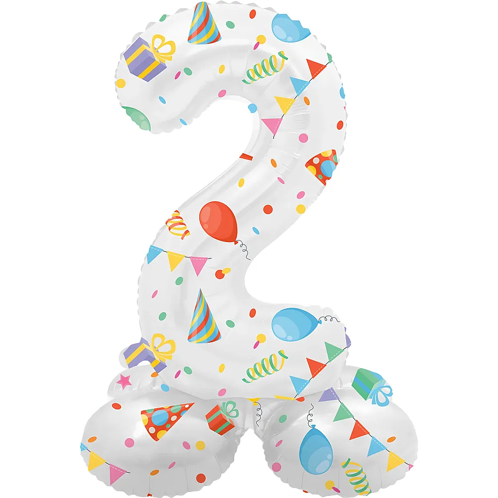 Folat Stehender Folienballon Zahl 2 - 72 cm
