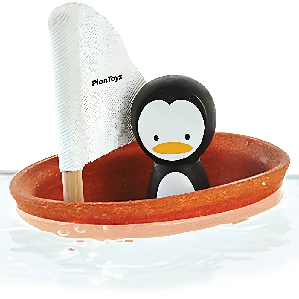 PlanToys Kleinkind Segelboot Pinguin | Badespielzeug