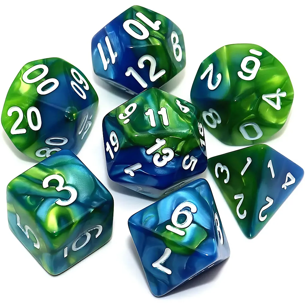 meinspielzeug - Creebuy D&D Polyedrische Rollenspiel-W�rfel Blau/Gr�n 7Teile Dungeons & Dragons | Spielezubeh�r