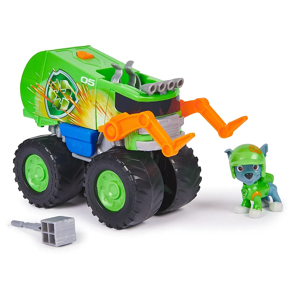 Spin Master Paw Patrol Rescue Wheels Rockys Recycling Monstertruck mit Geschoss-Abwurf