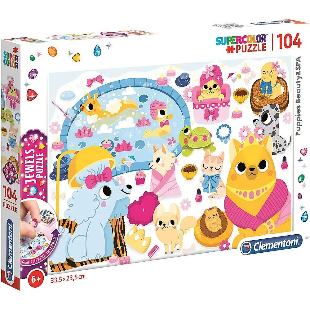 Clementoni Puzzle Supercolor Jewels Welpen-Sch�nheitssalon - 104 Teile