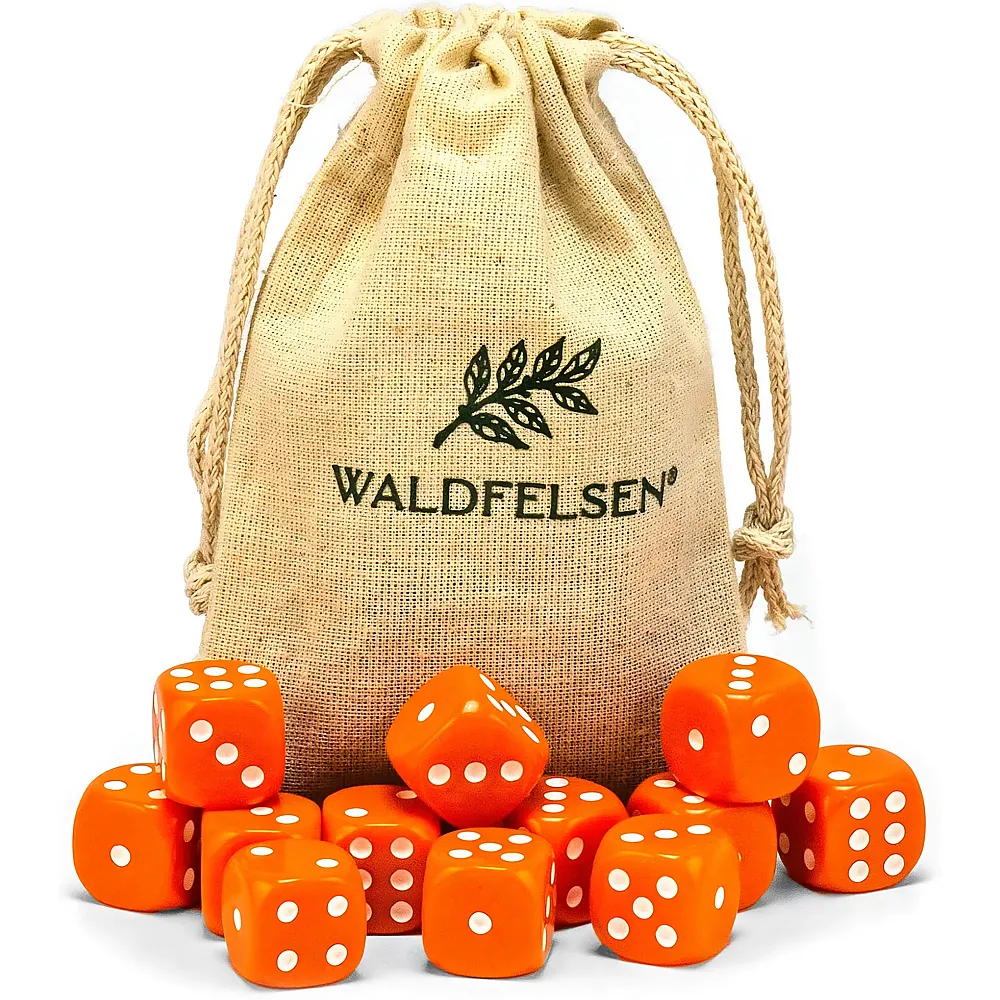 Waldfelsen Hochqualitative W�rfel Standardgr�sse 16mm Orange - 12 Teile