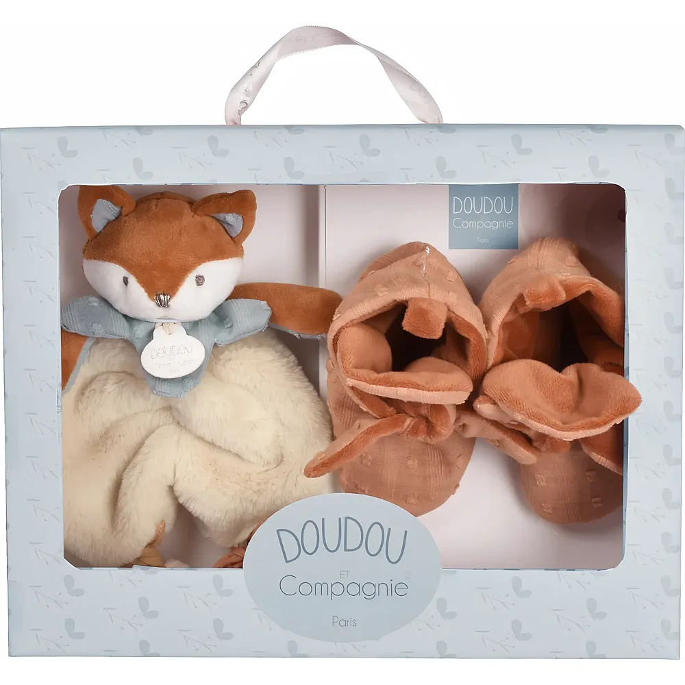 Doudou et Compagnie Timo Geschenkset Schmusetuch und Schuhe - 18 cm