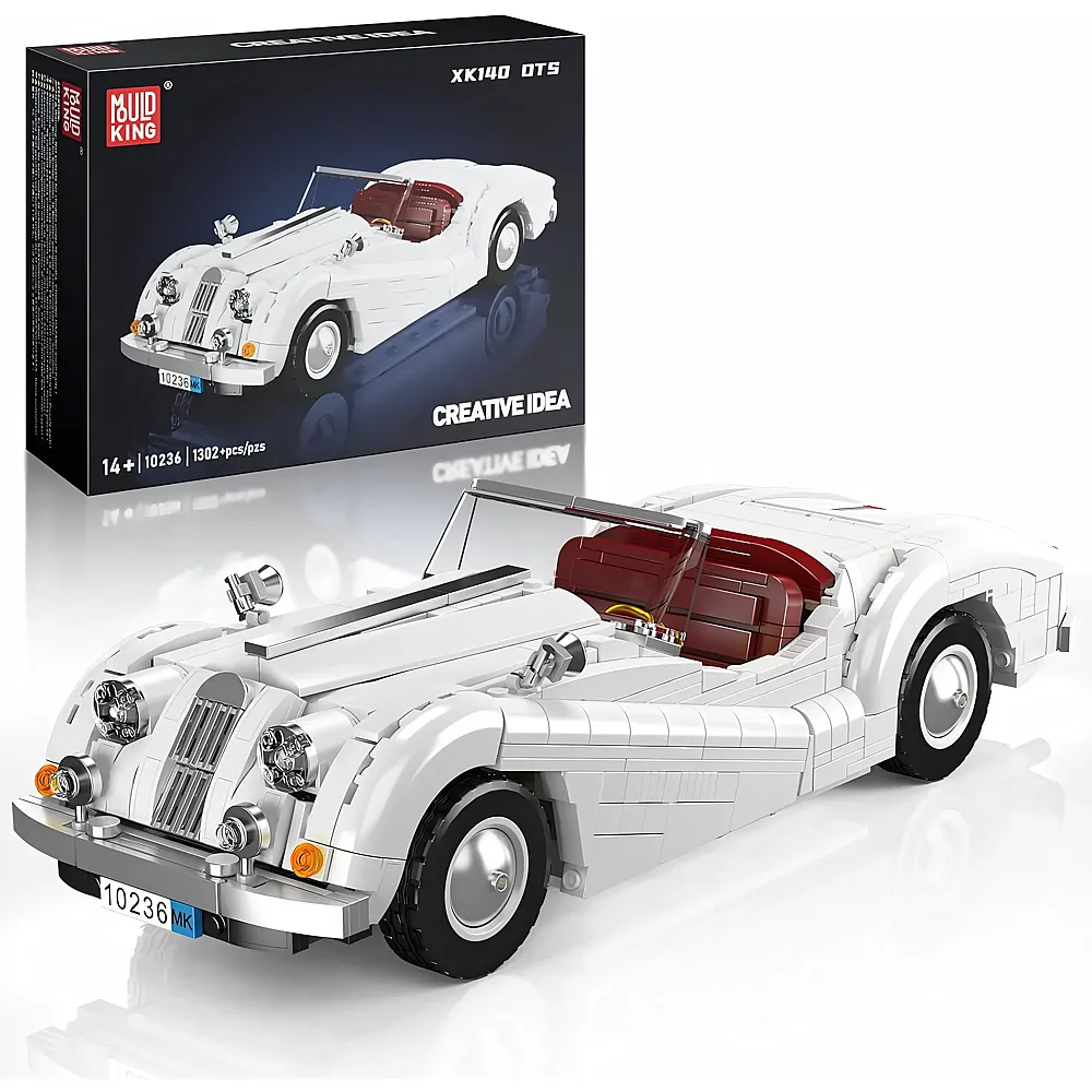 meinspielzeug - Mould King Creative Idea Doppelsitziger Oldtimer Weiss FTDE-10236-0805 | Klemmbausteine Fahrzeuge