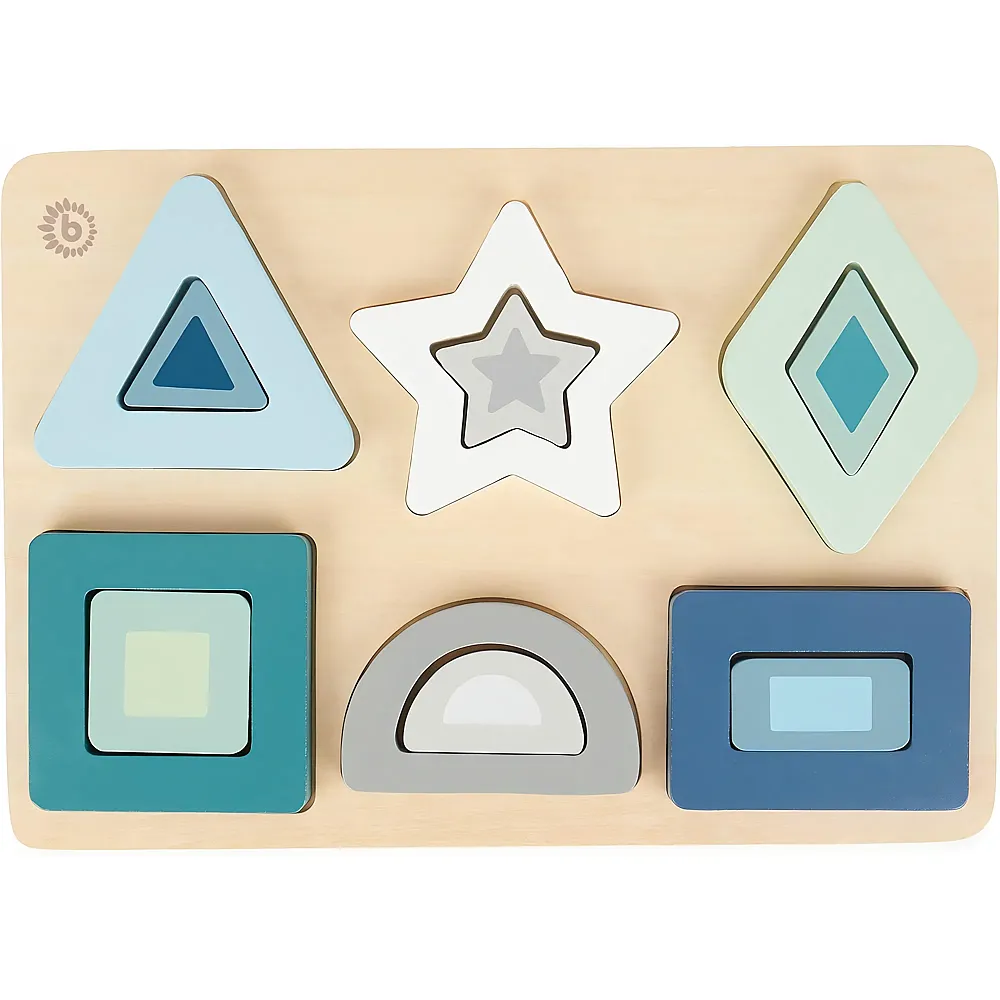 Bieco Holzspielzeug Baby - geometrisches Puzzle Steckspiel ab 1 Jahr - Pastell - Formen Puzzle Baby - Steckpuzzle Holz