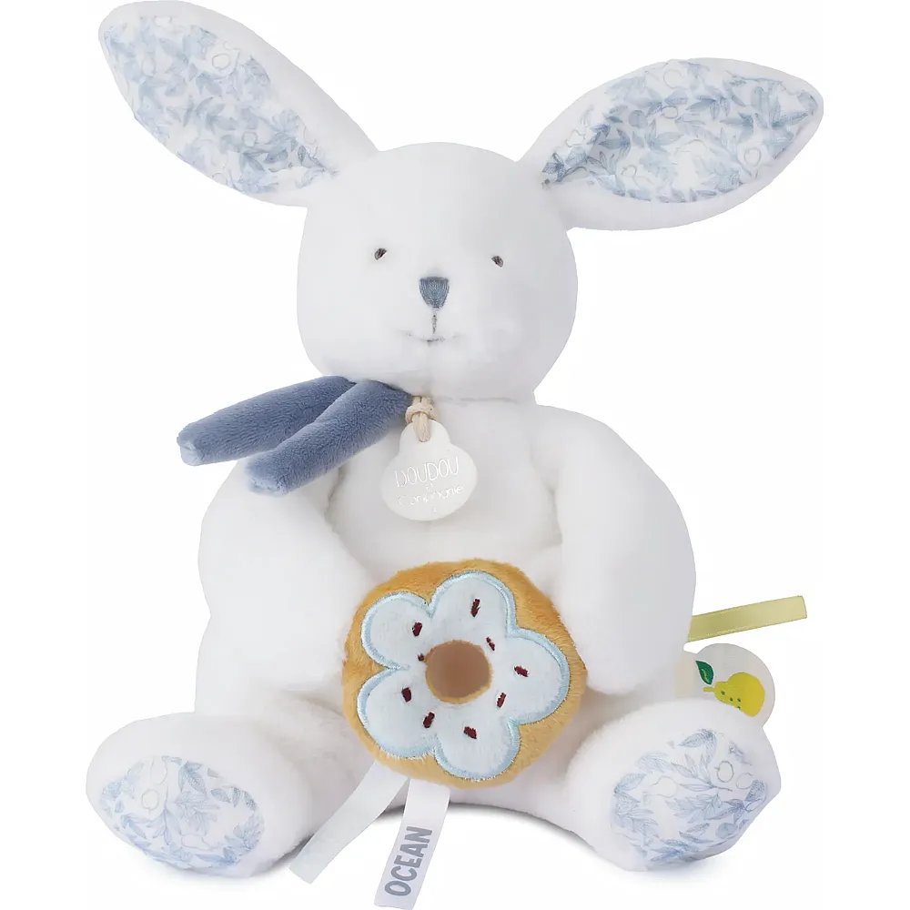 Doudou et Compagnie Hase mit Donut blau, 20cm