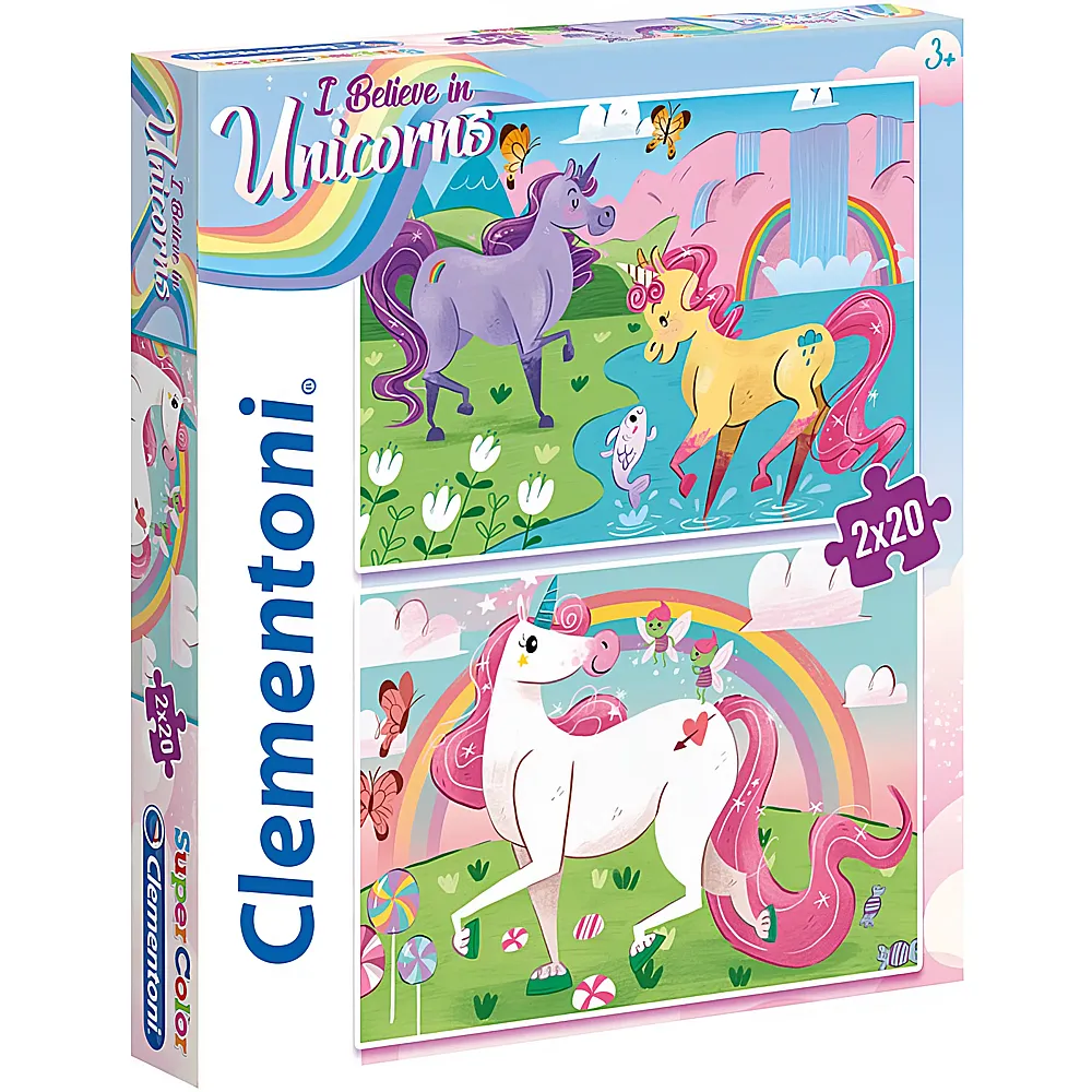 Clementoni Puzzle Supercolor Unicorns Brilliant 2x20