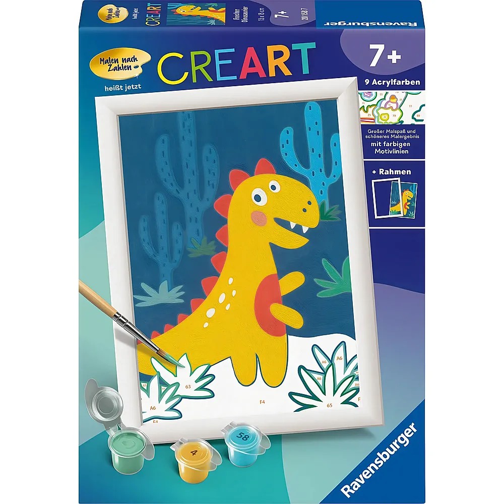 Ravensburger Malen nach Zahlen Farbige Motivlinien Frecher Dinosaurier