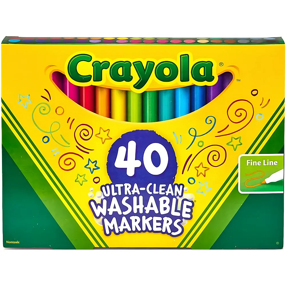 Crayola Ultra Clean Fine Line waschbare Marker - 40 Teile - Farbe & Kreide