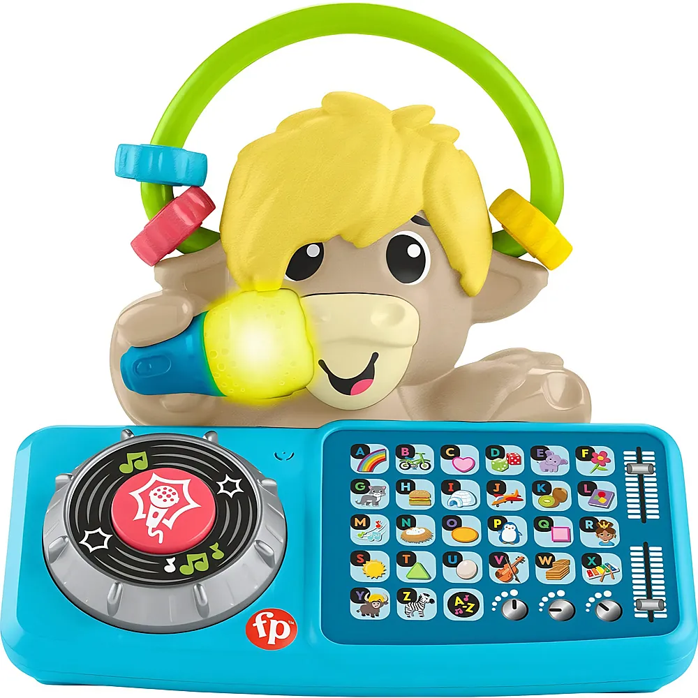 Fisher-Price Fisher Price Animal Band - Lello il Torello Prime Worte, interaktiver Stier zum Lernen mit Buchstabentasten und 115 Liedern, Lichtern und Mikrofon, Kinderspielzeug, 9+ Monate, HYL01