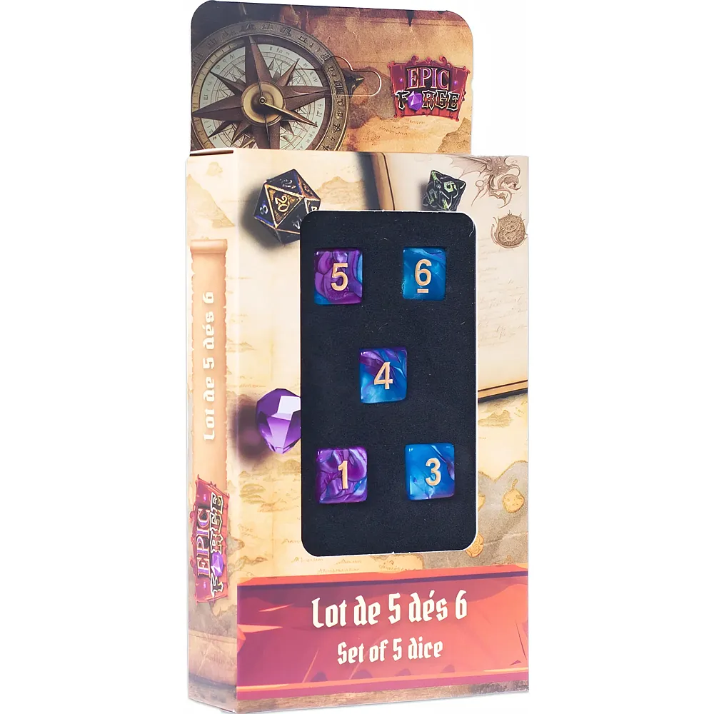 Epic Forge Lot 5 Des D6 16mm Bleu ET Violet ml