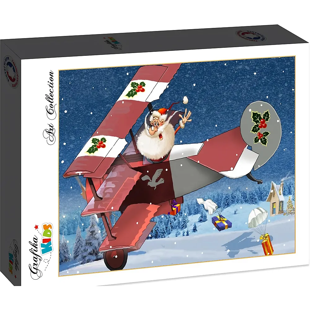 Grafika Puzzle Art Collection Franois Ruyer - Weihnachtsmann im Flugzeug - 12 Teile