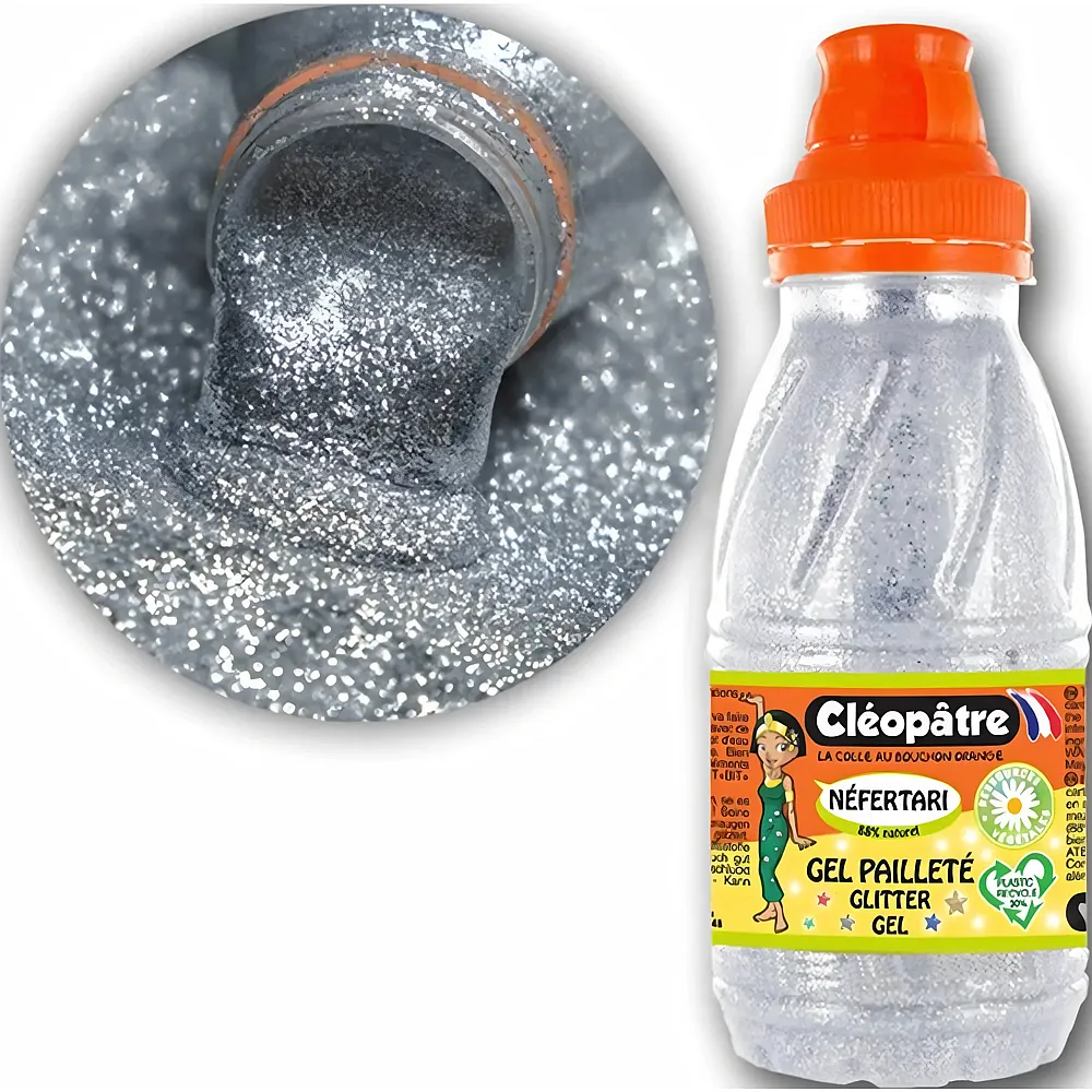 Cleopatre Nefertari Glitter-gel � Farbloses Gel Mit Glitter 250ml Silb