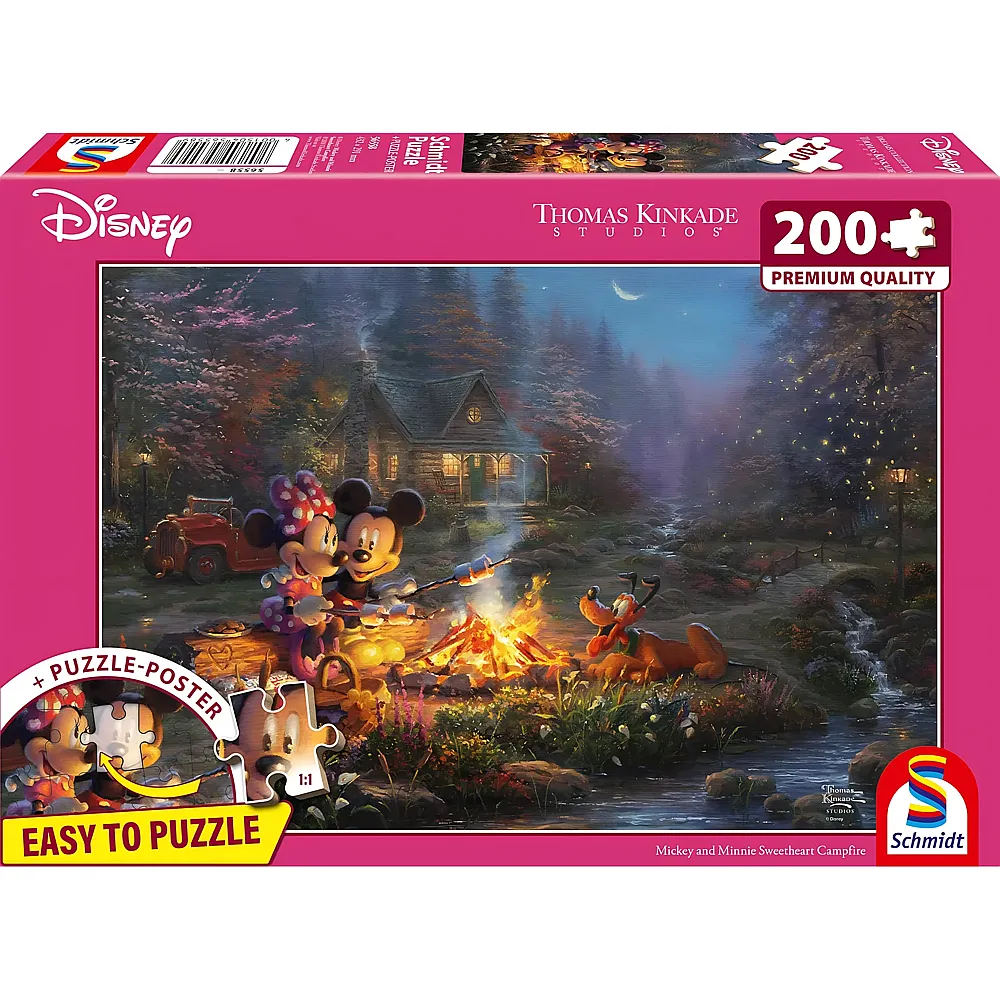 Schmidt Puzzle Thomas Kinkade Mickey Mouse Disney Mickey and Minnie Sweatheart Campfire 200Teile