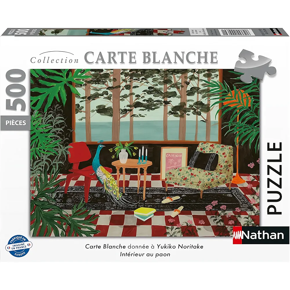 Nathan Puzzle Collection Carte Blanche Peacock Interior - Yukiko Noritake - 500 Teile