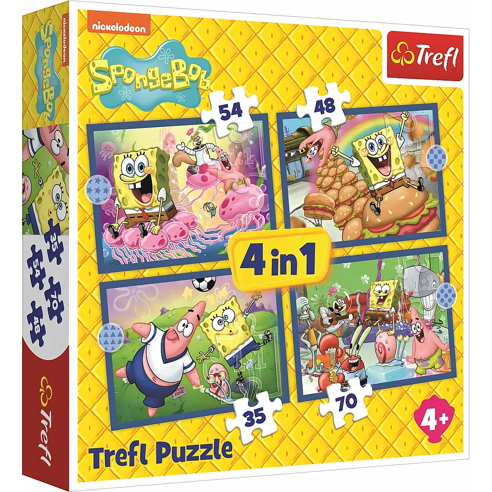 Trefl Puzzle 4in1 SpongeBobs Unterwasserleben - 35 Teile