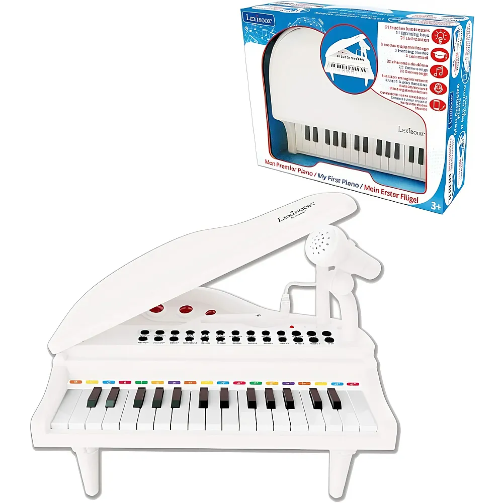 Lexibook Elektronisches Mini-Klavier mit Fen, Mikrofon, 31 leuchtenden Tasten zum Erlernen von Musik und Audio-In-Kabel