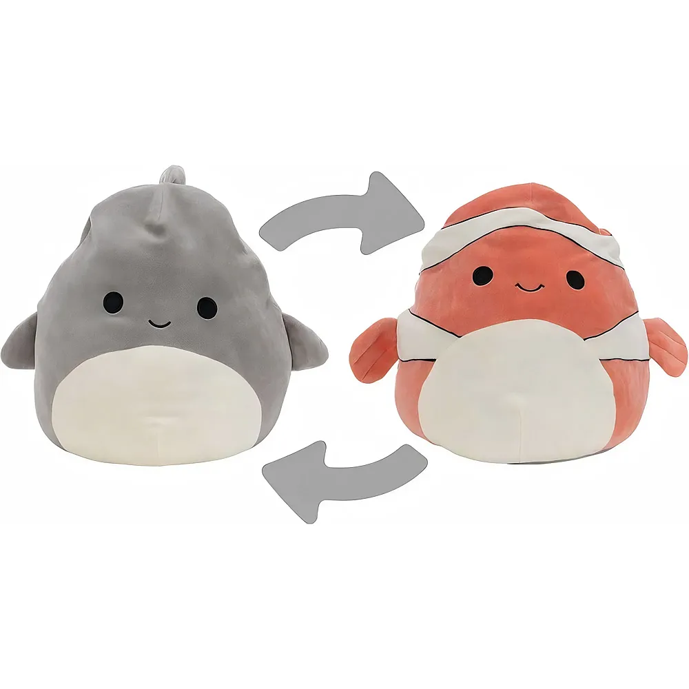 Squishmallows Flip-A-Mallows 12 cm 5 - 2 in 1 Ricky der Clownfisch & Gordon der Hai Kuscheltier Pl�schtier Wendetier