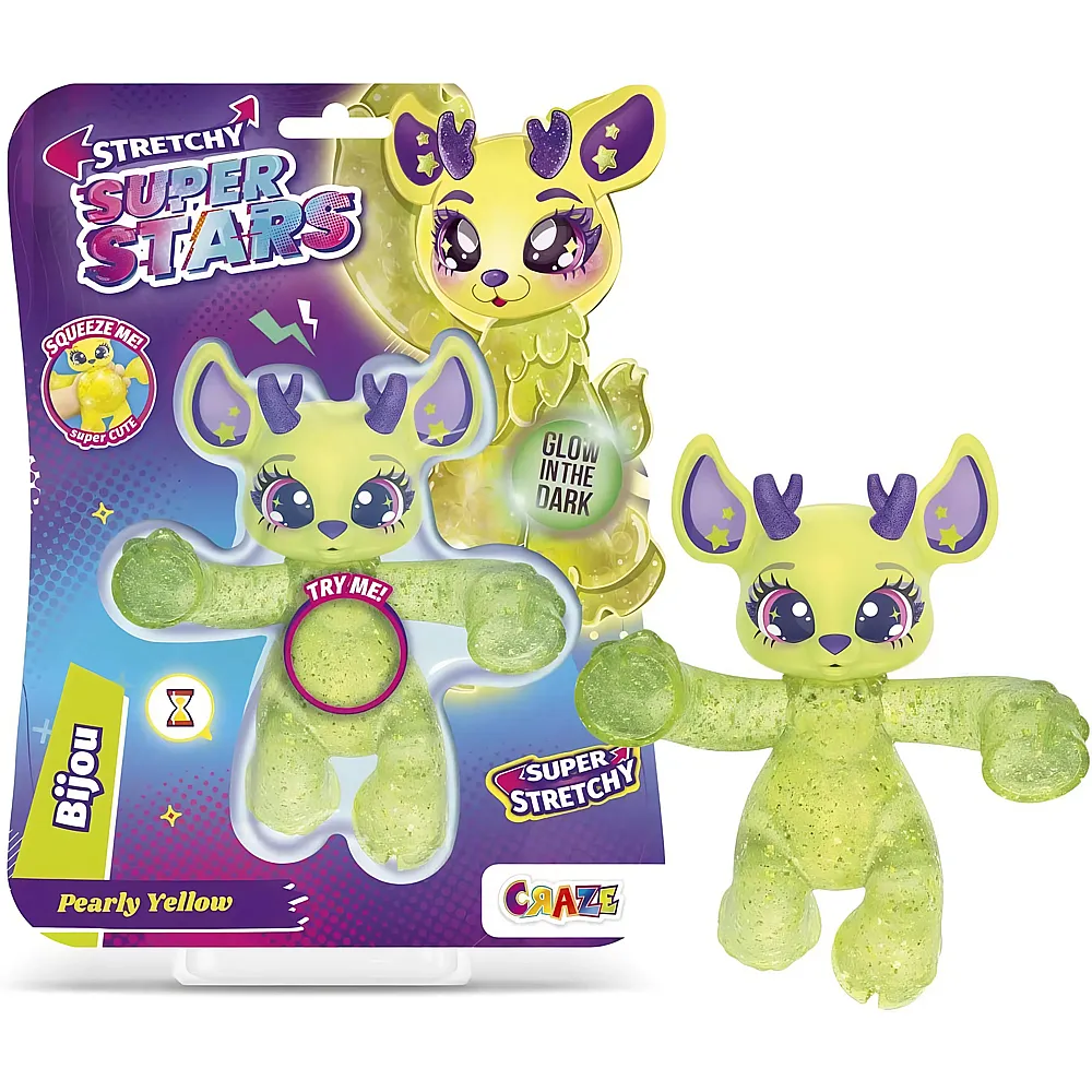 meinspielzeug - CRAZE STRETCHY SUPERSTARS Bijou - Glibberige & Dehnbare Sammelfiguren mit Schleimf�llung, 6 Verschiedene Charaktere zum Sammeln