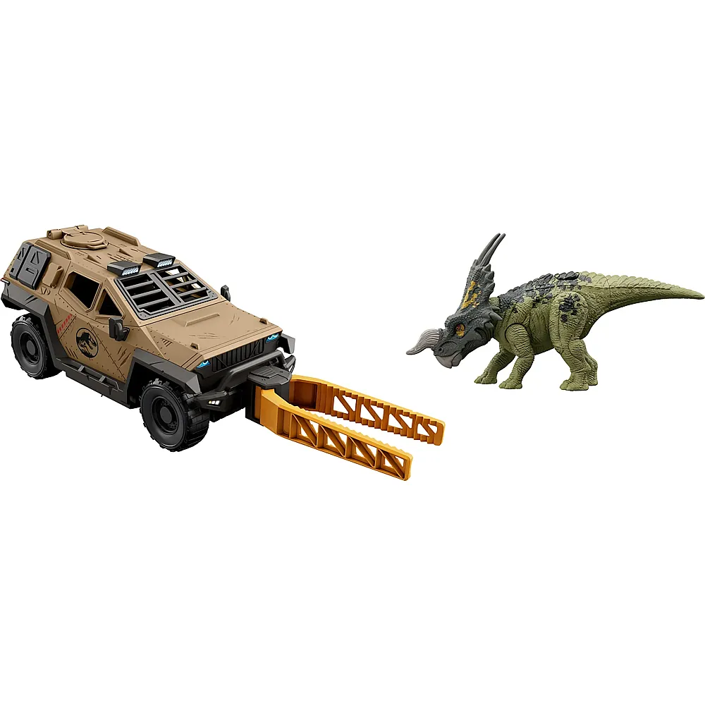 Mattel Jurassic World Truck & Einiosaurus mit Flip & Roll