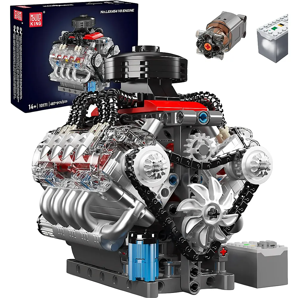 meinspielzeug - Mould King Engines LSX454 V8 Motor 10171 | Klemmbausteine Fahrzeuge