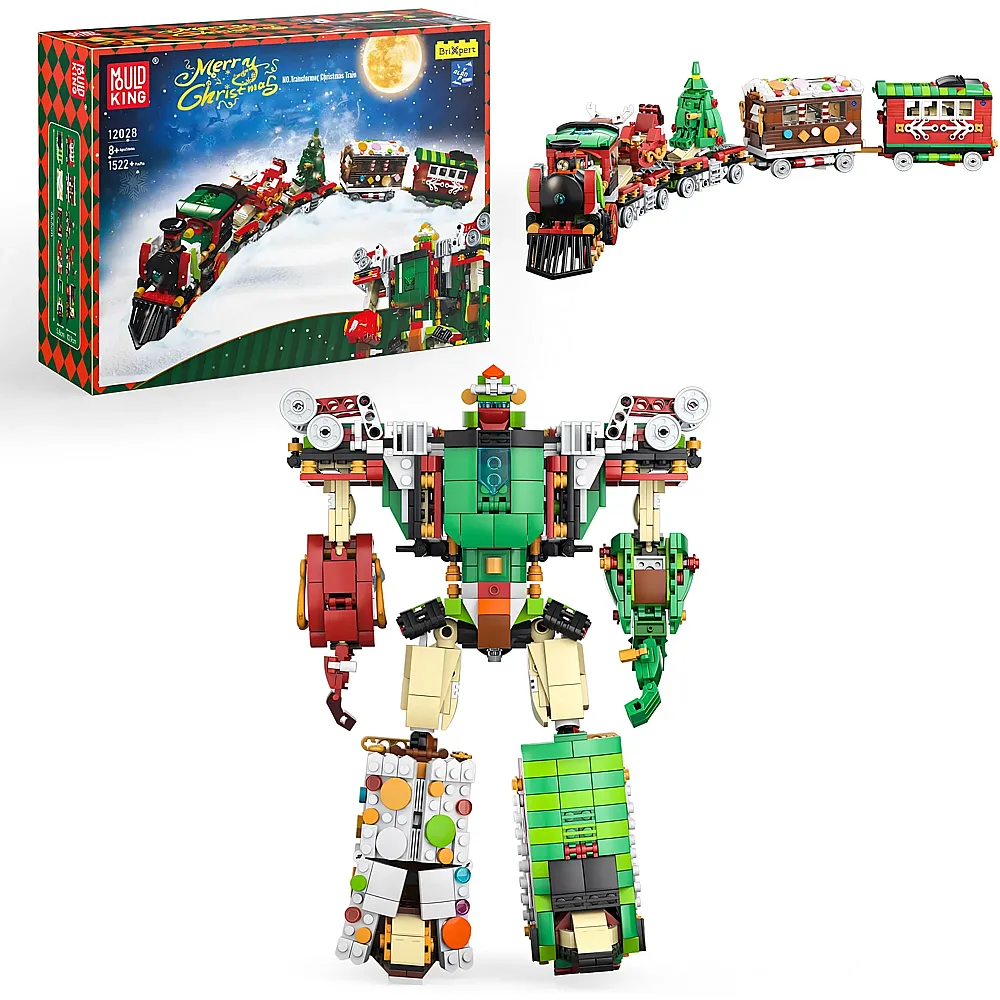 Mould King 2in1 Weihnachtszug & Transformers Roboter 12028