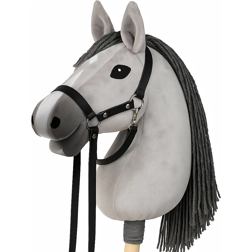 Celman Hobby Horse Steckenpferd mit Zaumzeug & Leine Grau