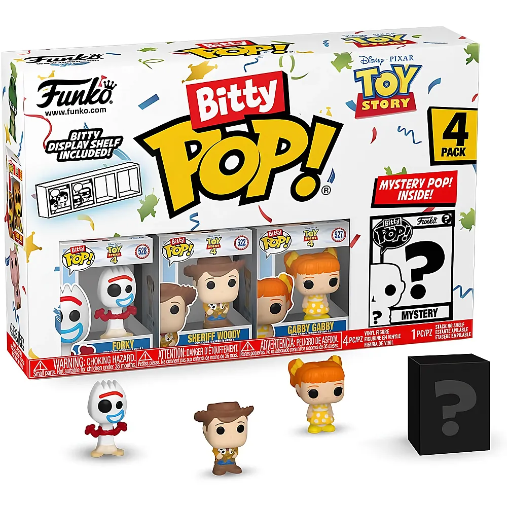 meinspielzeug - Funko Bitty Pop Forky, Woody, Gabby Gabby und Mystery - 4 Teile Toy Story | Lizenzfiguren