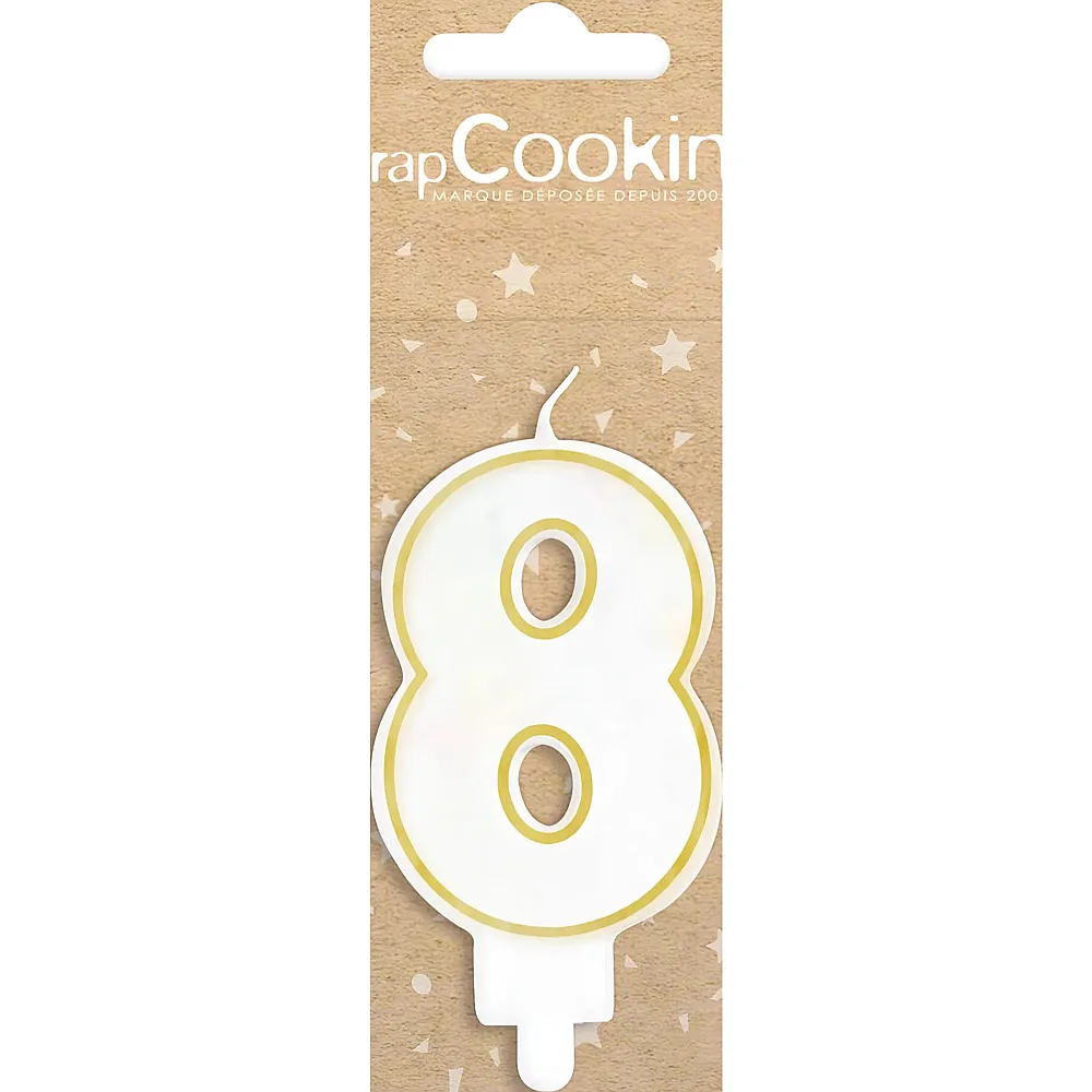 ScrapCooking Kerze 8 Weiss / Gold | Backen & Dekorieren