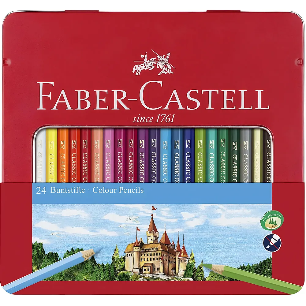 Faber-Castell Classic Colour Hexagonal Colored Pencils in Metal Case - 24 Pieces