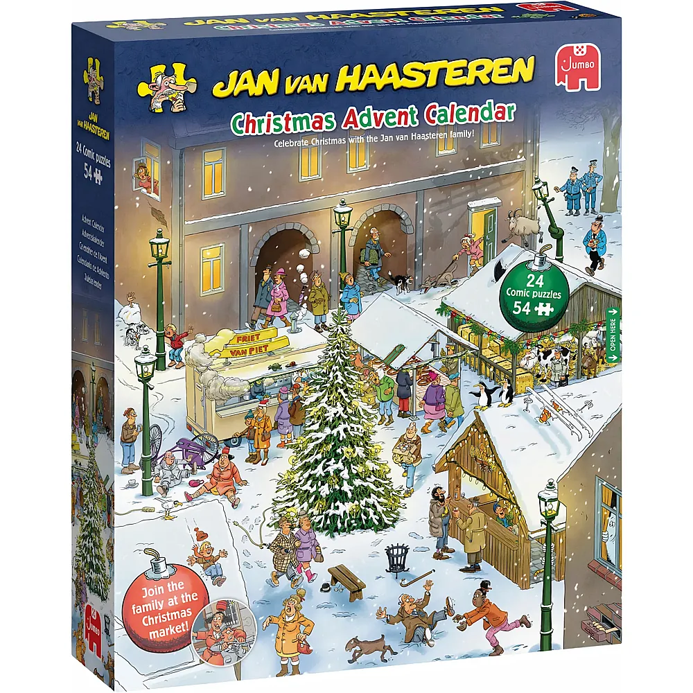 Jumbo Adventskalender Puzzle Jan Van Haasteren 2026, 24x54 Teile,