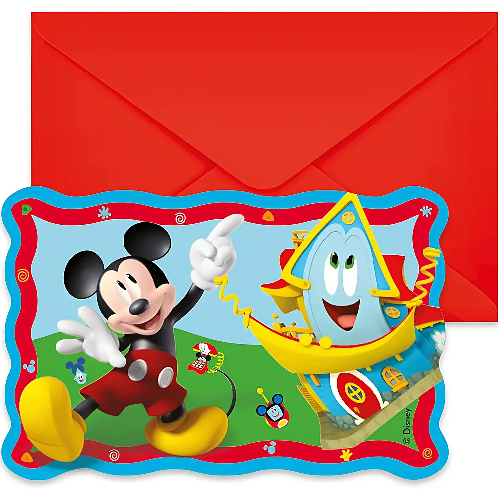 Procos Mickey Mouse Einladungen mit Umschlge 6Teile | Kindergeburtstag