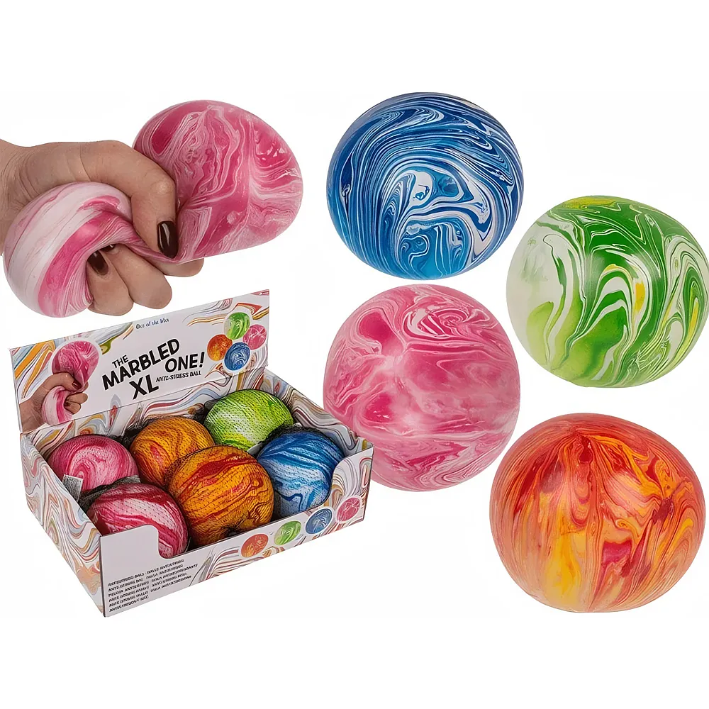 Sombo Squeeze-Ball Marmor ca. 215 g, 4-farbig sortiert, im Netz mit Headercard - Suche