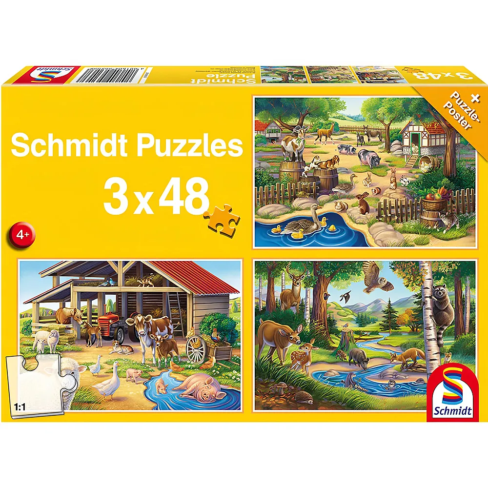 Schmidt Puzzle Alle meine Lieblingstiere 3x48
