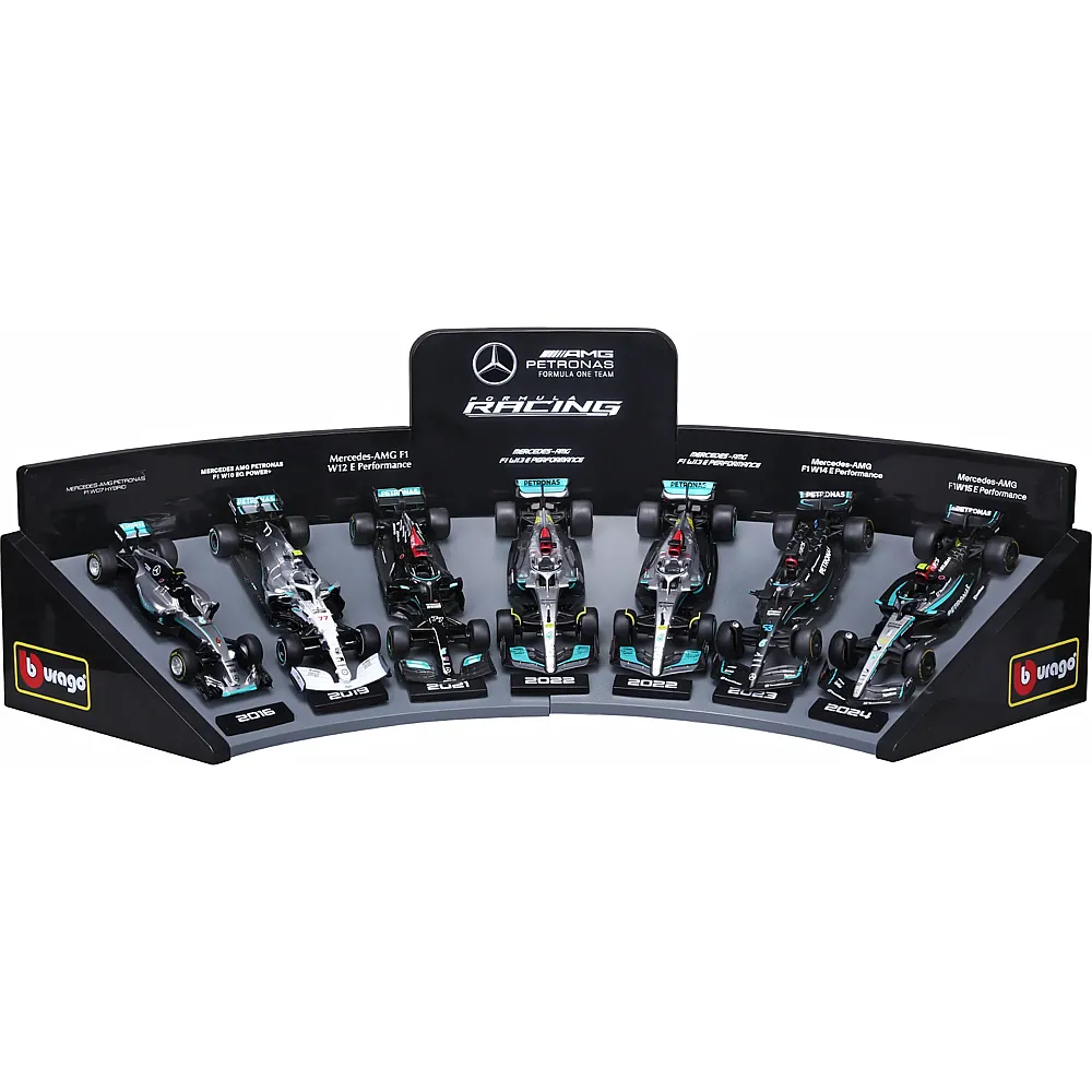Bburago 1:43 7er-Set F1 Displaykurve Mercedes AMG Petronas