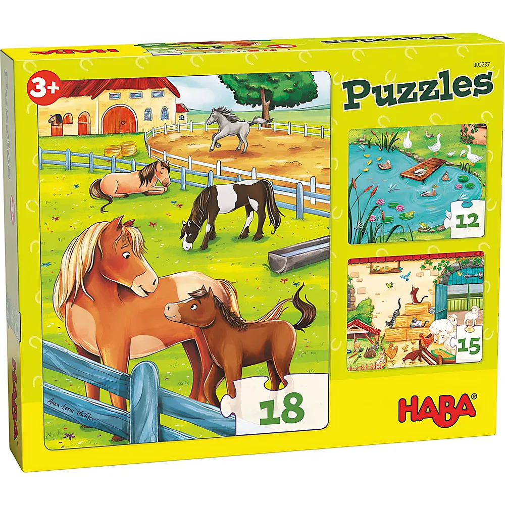 HABA Puzzle Bauernhoftiere 12,15,18