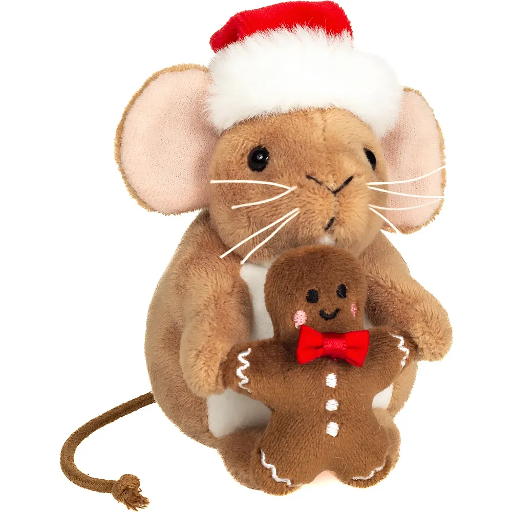 Teddy-Hermann Weihnachtsmaus mit Lebkuchenmann - 11 cm