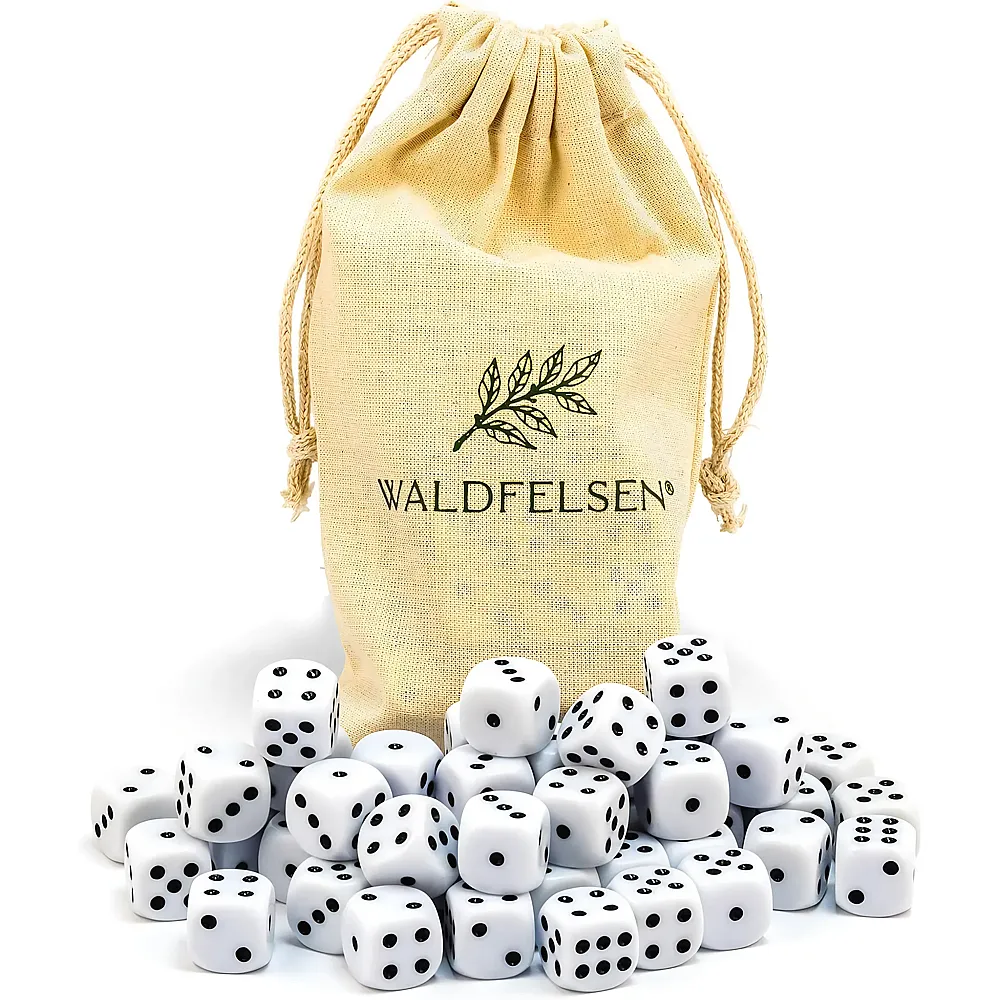 Waldfelsen Hochqualitative W�rfel Standardgr�sse 16mm Weiss - 50 Teile