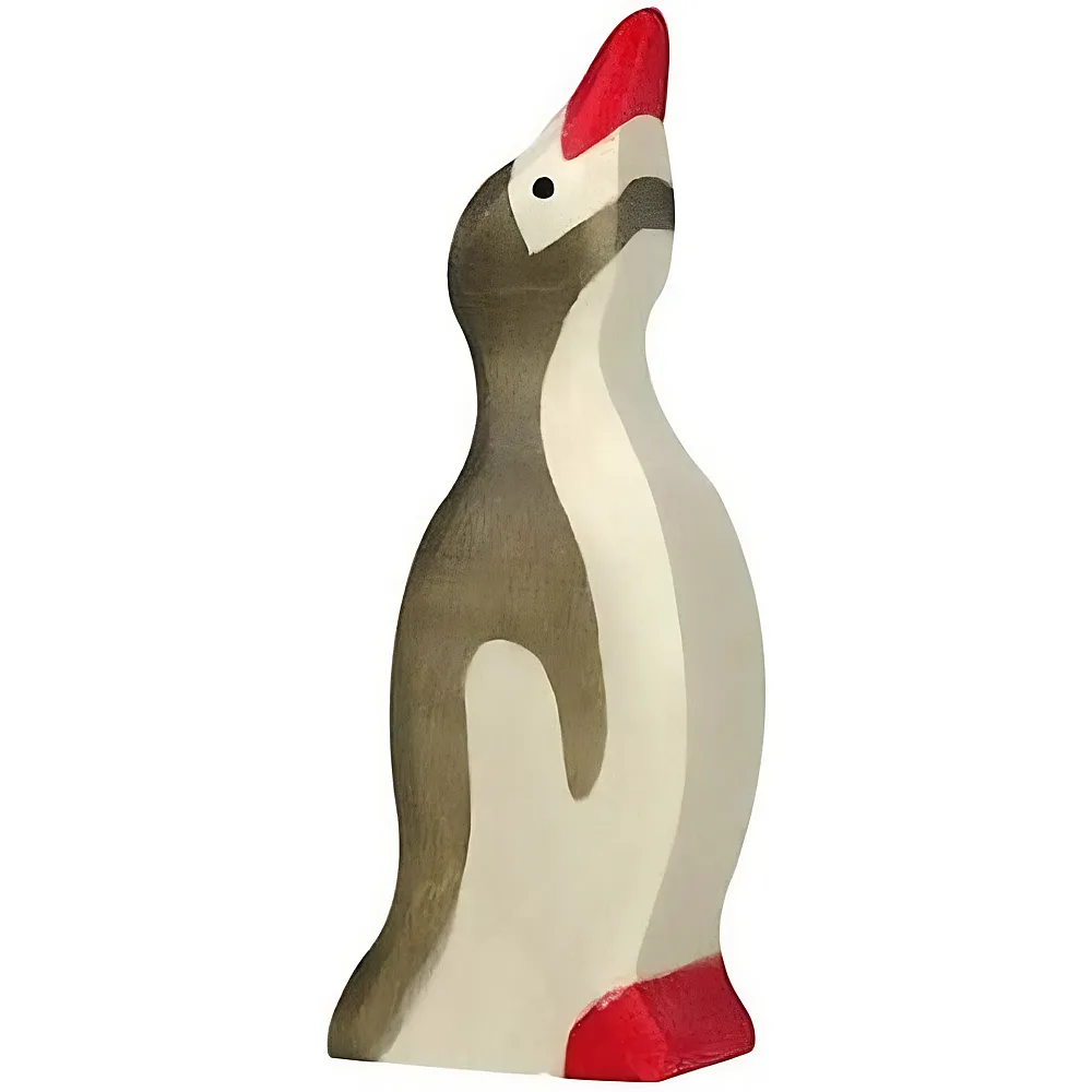 Holztiger Pinguin, klein, Kopf hoch | Vgel