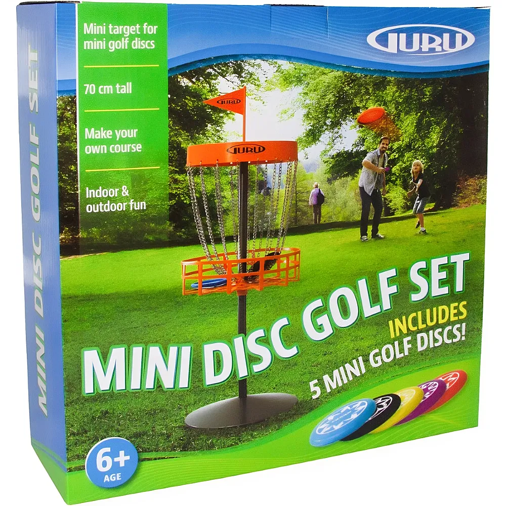 Schildkrt Guru Disc Golf Mini Basket Set Korb 70 cm, 5 Wurf-Disks, fr Indoor und Outdoor