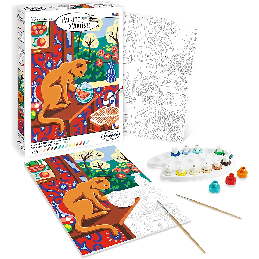 meinspielzeug - Sentosphere Palette d'Artiste MNZ Die Katze und der Fisch | Malen nach Zahlen