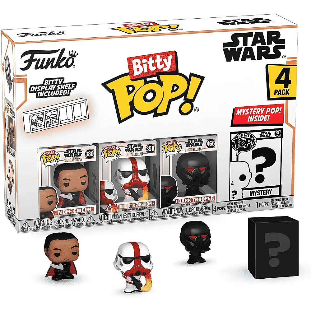 meinspielzeug - Funko Bitty Pop Mandalorian - Moff Gideon, Incinerator Stormtrooper, Dark Trooper und Mystery 4Teile Star Wars | Lizenzfiguren