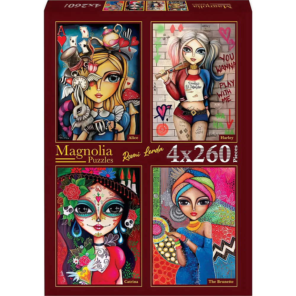 Magnolia Puzzle Puzzle 260 Teile 4 Puzzles - Romi Lerda - Alice - Harley - Catrina - T