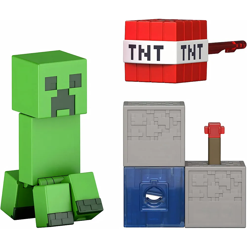 Mattel Minecraft-Spielzeuge, Creeper-Actionfigur mit Zubeh�r und Redstone-Bauteil, vom Videospiel inspiriertes Sammelset