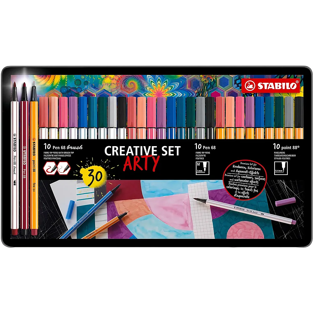 meinspielzeug - Stabilo Arty Premium-Filzstift mit Pinselspitze 30Teile | Farbe & Kreide