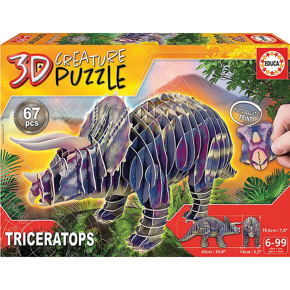 Educa Puzzle 3D Triceratops 67Teile